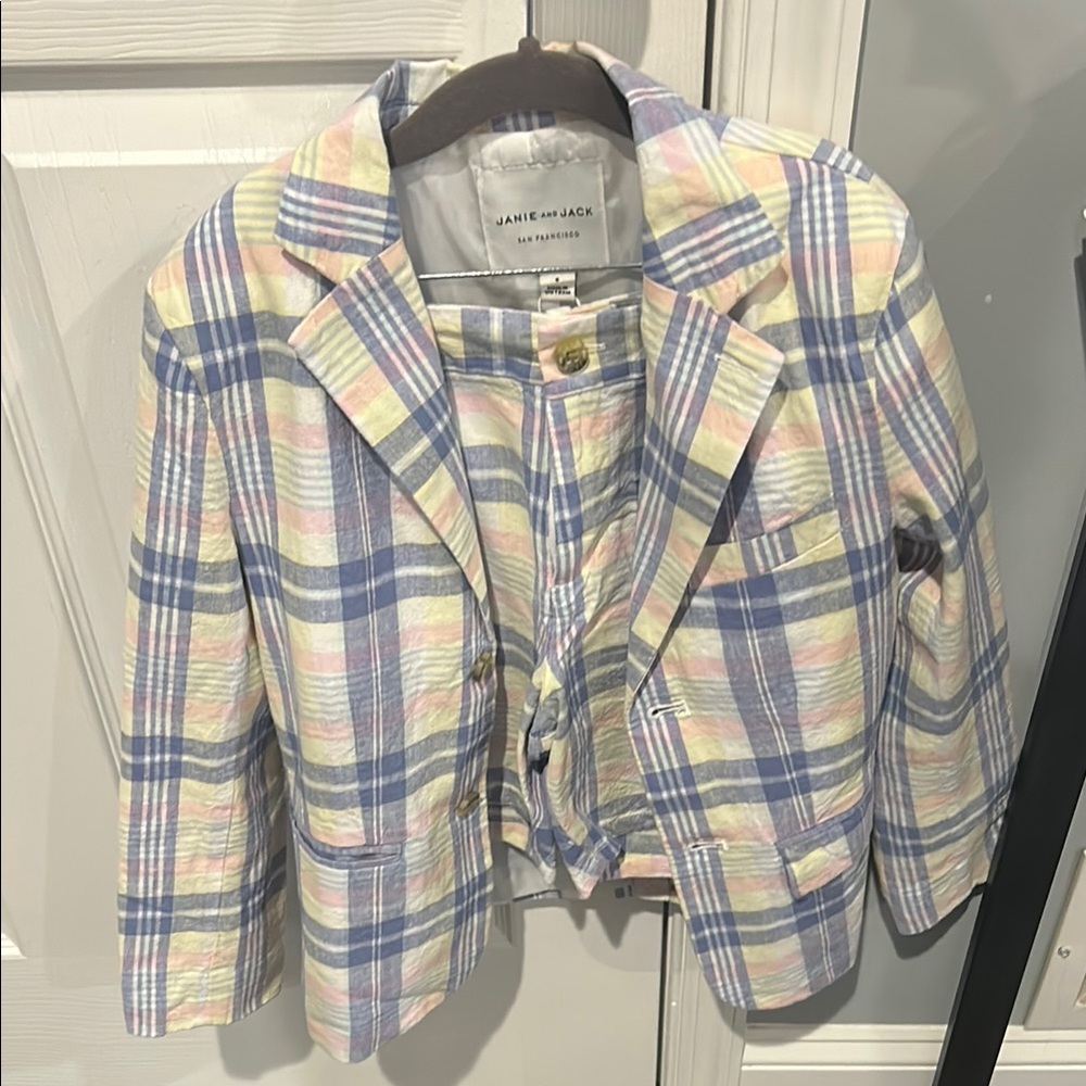 Janie and Jack Multicolor Plaid Kids suit